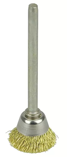 Weiler 26075 5/8" Miniature Cup Brush, .005" Brass Fill, 1/8" Stem, Made in the USA Pack of 1 .005 Wire Size