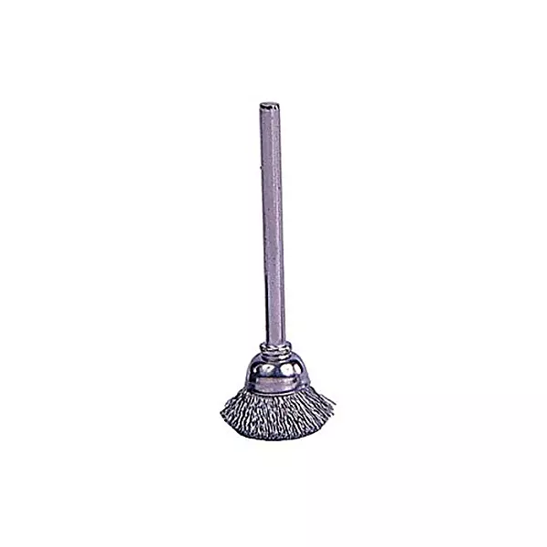 Weiler 804-26076 26076 Stem Mounted Miniature Crimped Wire Cup Brush, 0.005" Stainless Steel, 37000 rpm, 5/8"