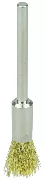 Weiler 26106 0.005" Wire Size, 1/4" Diameter, 1/8" Stem Size, Brass Bristles, Miniature End Brush, Made in the USA