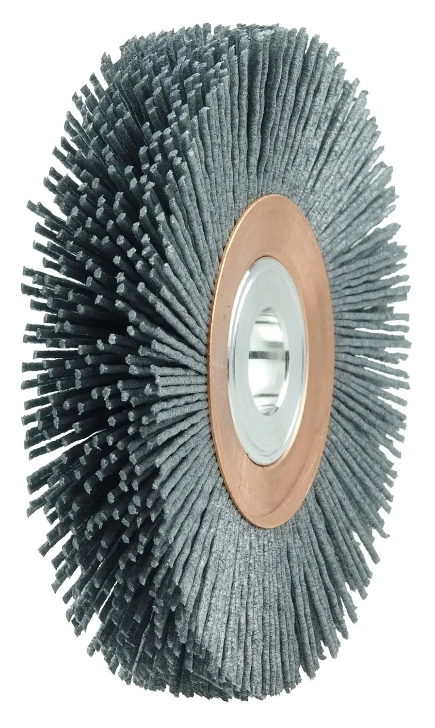 Weiler 31265 Narrow Face Nylox Wheel, Heavy-Duty, 4", 0.35/180SC Crimped Fill, 5/8"-1/2" Arbor Hole