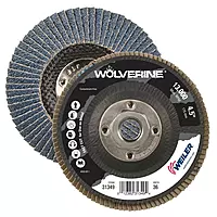 Weiler 31349 4-1/2" Wolverine Abrasive Flap Disc, Conical (TY29), Phenolic Backing, 36Z