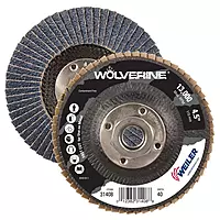 Weiler 31408 Wolverine 4-1/2" x 5/8"-11 UNC NUT Abrasive Flap Disc, 40 Grit Zirconia Alumina, Flat Type 27, Phenolic Backing