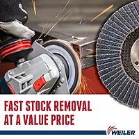 Weiler 31408 Wolverine 4-1/2" x 5/8"-11 UNC NUT Abrasive Flap Disc, 40 Grit Zirconia Alumina, Flat Type 27, Phenolic Backing