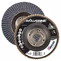 Weiler 31408 Wolverine 4-1/2" x 5/8"-11 UNC NUT Abrasive Flap Disc, 40 Grit Zirconia Alumina, Flat Type 27, Phenolic Backing