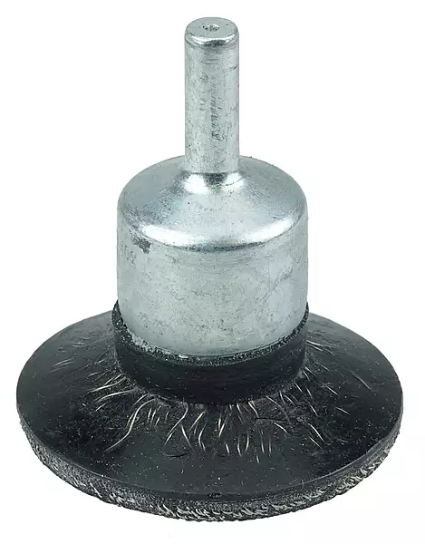 Weiler 35226 1-3/4" Polyflex Encapsulated Circular Flared Crimped Wire End Brush, .0104" Stainless Steel Fill