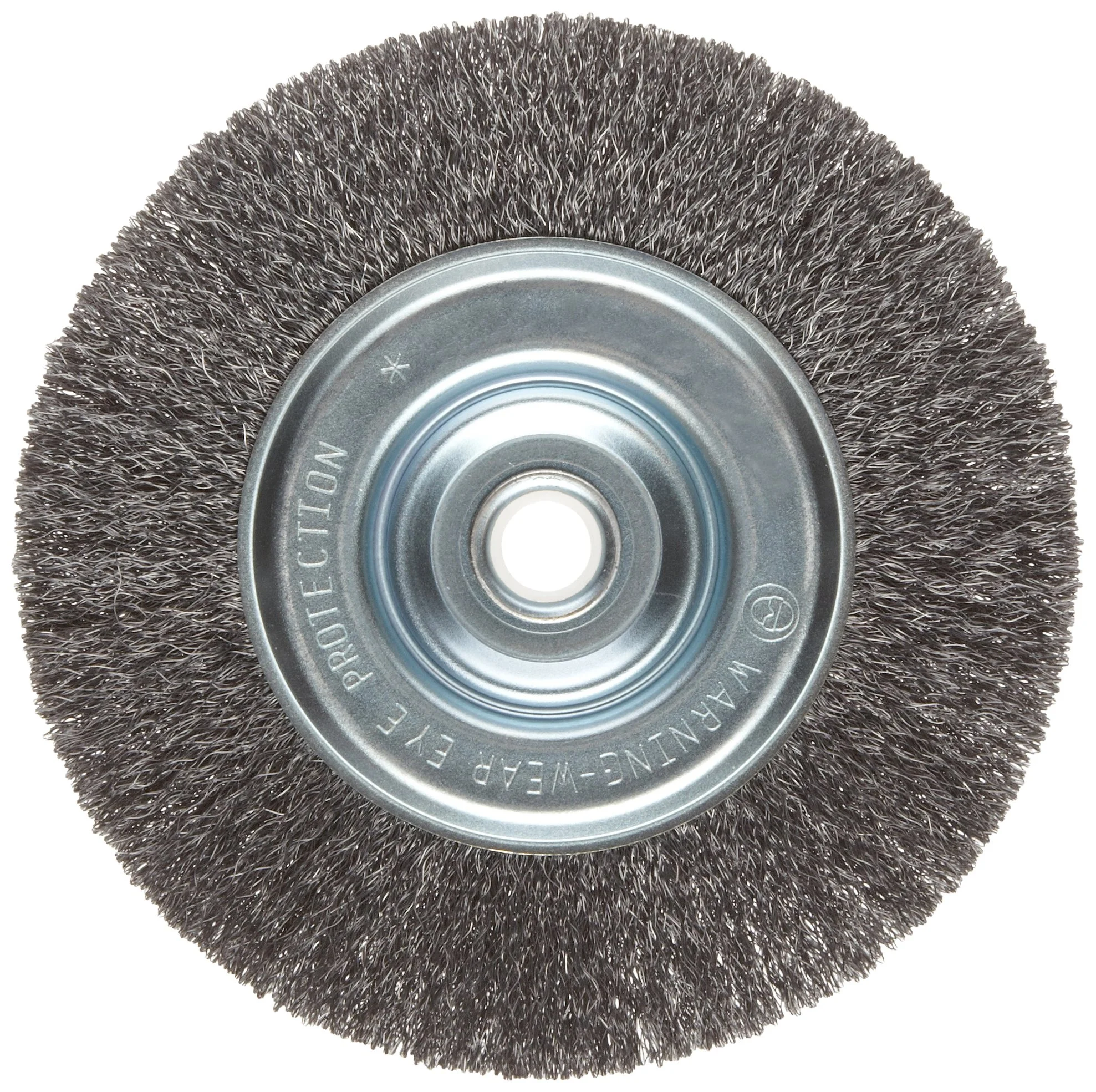 Weiler 36002 Vortec Pro 5/8"-1/2" Arbor, 6" Diameter, 0.008" Wire Size, Carbon Steel Bristles, Narrow Face
