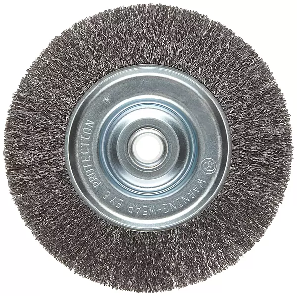 Weiler 36002 Vortec Pro 5/8"-1/2" Arbor, 6" Diameter, 0.008" Wire Size, Carbon Steel Bristles, Narrow Face