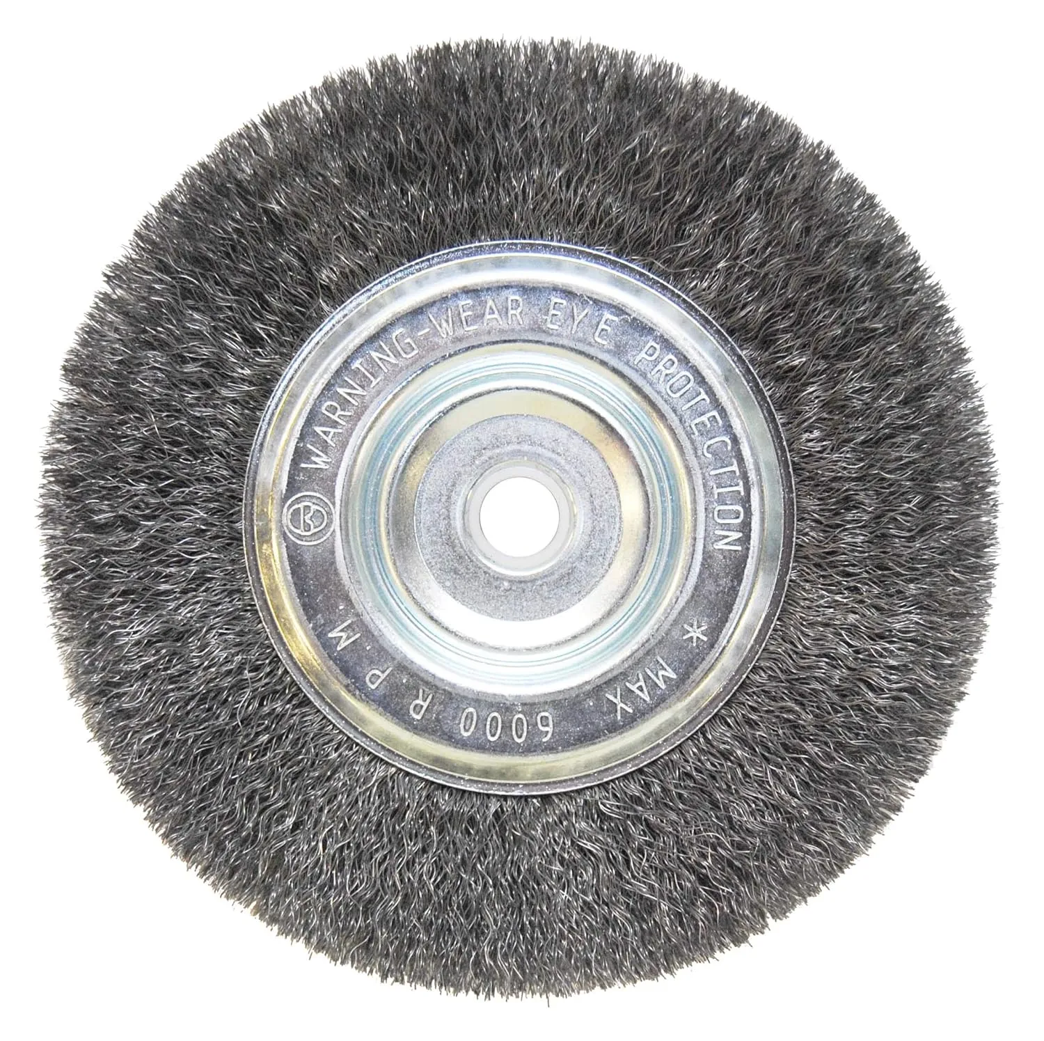 Weiler 36002 Vortec Pro 5/8"-1/2" Arbor, 6" Diameter, 0.008" Wire Size, Carbon Steel Bristles, Narrow Face