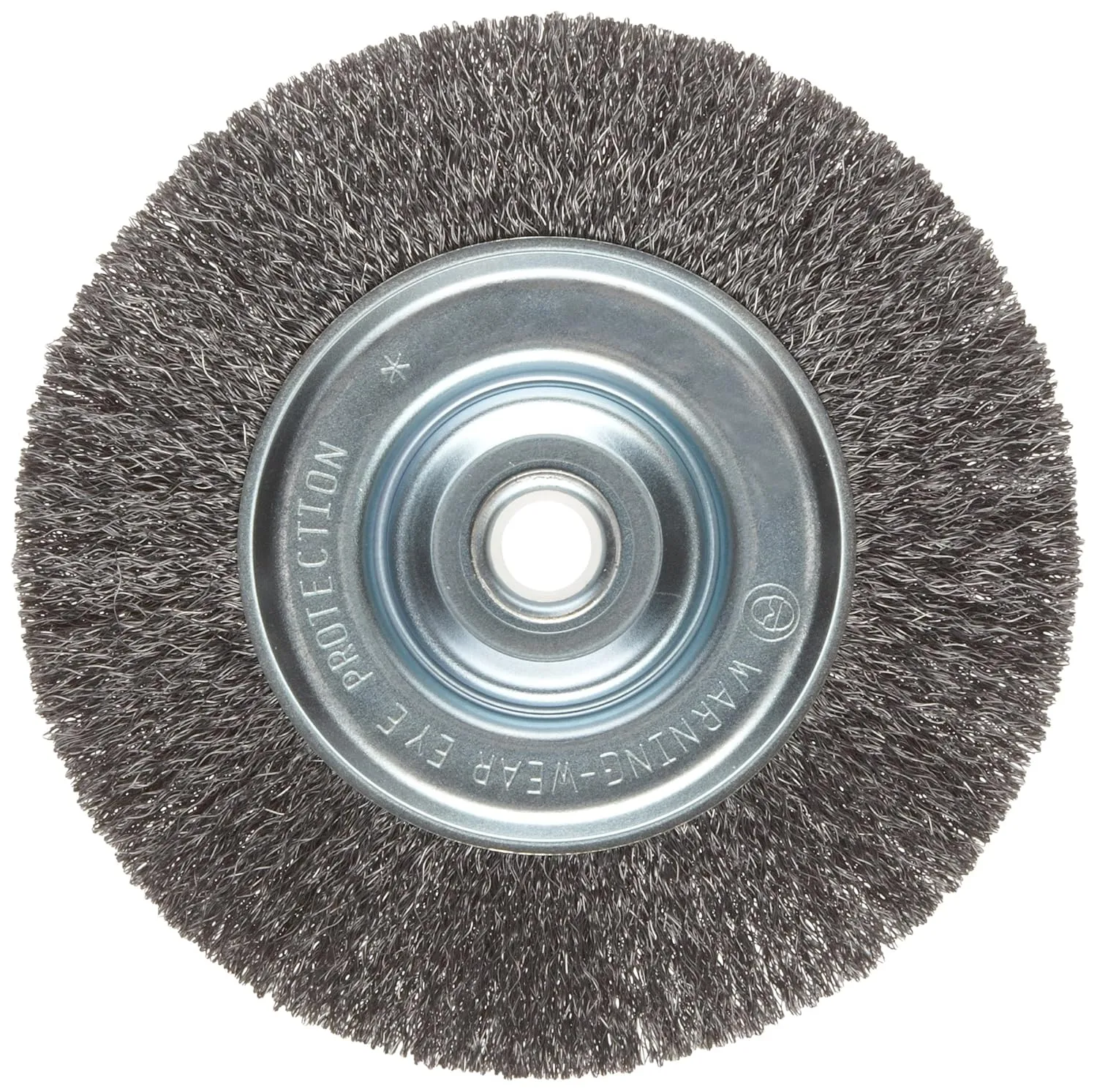 Weiler 36002 Vortec Pro 5/8"-1/2" Arbor, 6" Diameter, 0.008" Wire Size, Carbon Steel Bristles, Narrow Face