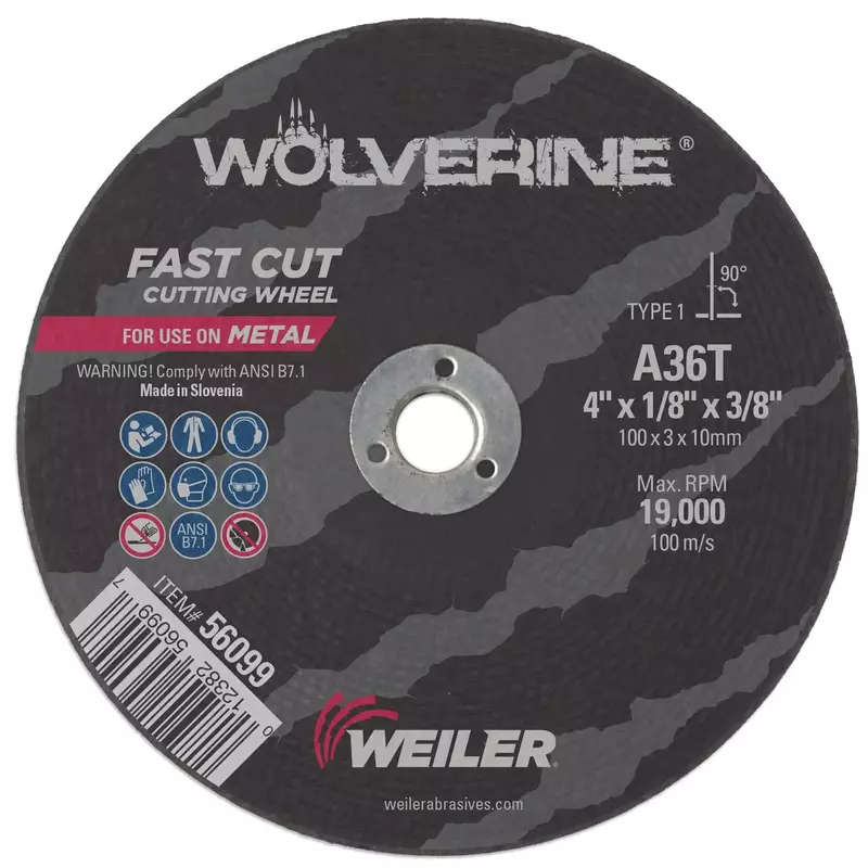 Weiler 56099 4-Inch Cutting Wheel, Wolverine AO Steel/Metal Fast Cut, Value Cutting