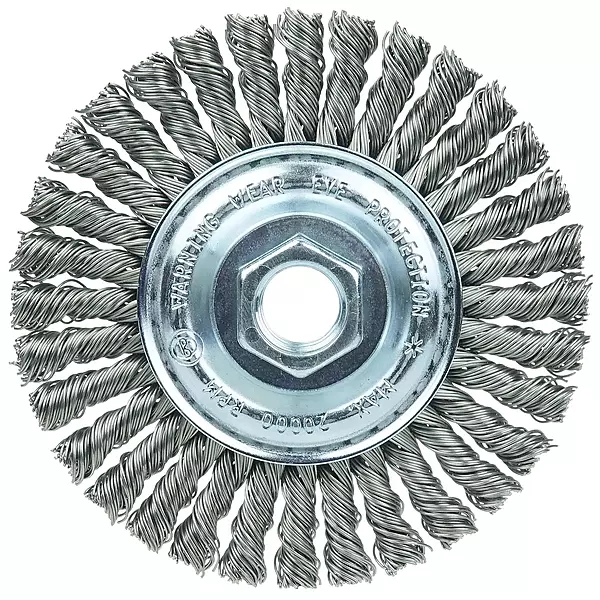 Weiler 36218 Wolverine 4" Knot Wire Wheel, Stringer Bead Twist, .020" Steel Fill, 5/8-11 UNC Nut, Made in The USA (Pack of 5)