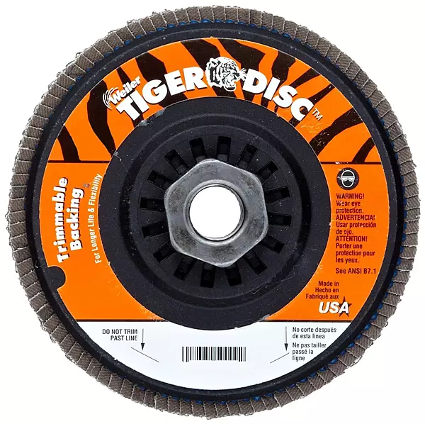 Weiler 804-50008 Tiger Trimmable Zirconia Alumina Type 29 Angled Flap Disc, 80 Grit, 5/8-11 UNC, 13000 rpm