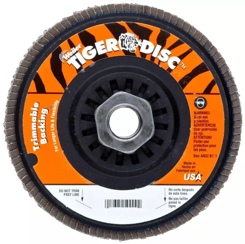 Weiler 804-50008 Tiger Trimmable Zirconia Alumina Type 29 Angled Flap Disc, 80 Grit, 5/8-11 UNC, 13000 rpm