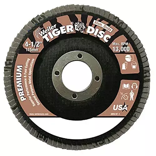 Weiler Type 29 Non-Woven Aluminum Oxide Flap Disc - Coarse Grade - 4 1/2 in Dia 7/8 in Center Hole - 13000 Max RPM