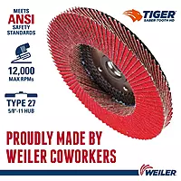 Weiler 50133 Saber Tooth 5/8"-11 Arbor, 4-1/2" Diameter, 40 Grit, Ceramic, Phenolic Backing
