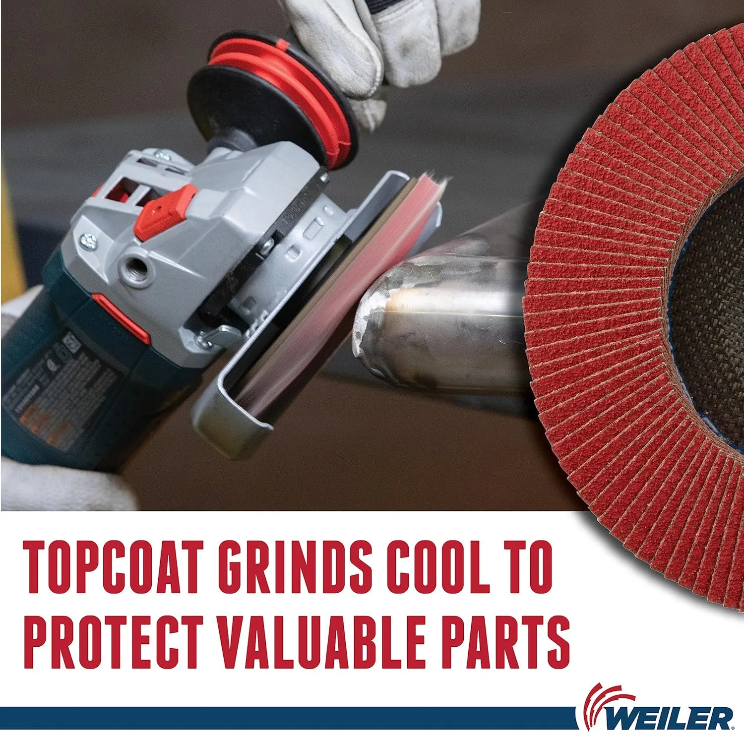 WEILER Saber Tooth High-Density Ceramic Flap Disc, 7" Diameter, Phenolic Backing, 5/8"-11 Arbor, Type 27