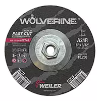 Weiler 56278 6 Inch Cutting Wheel, Wolverine AO Steel/Metal Fast Cutting, 3/32" A24R Type 27 5/8"-11 Hub