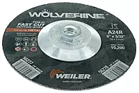 Weiler 56278 6 Inch Cutting Wheel, Wolverine AO Steel/Metal Fast Cutting, 3/32" A24R Type 27 5/8"-11 Hub