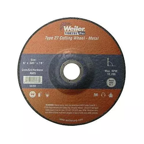 Depressed Center Wheel: Type 27, 5" Dia, 0.045" Thick, Aluminum Oxide