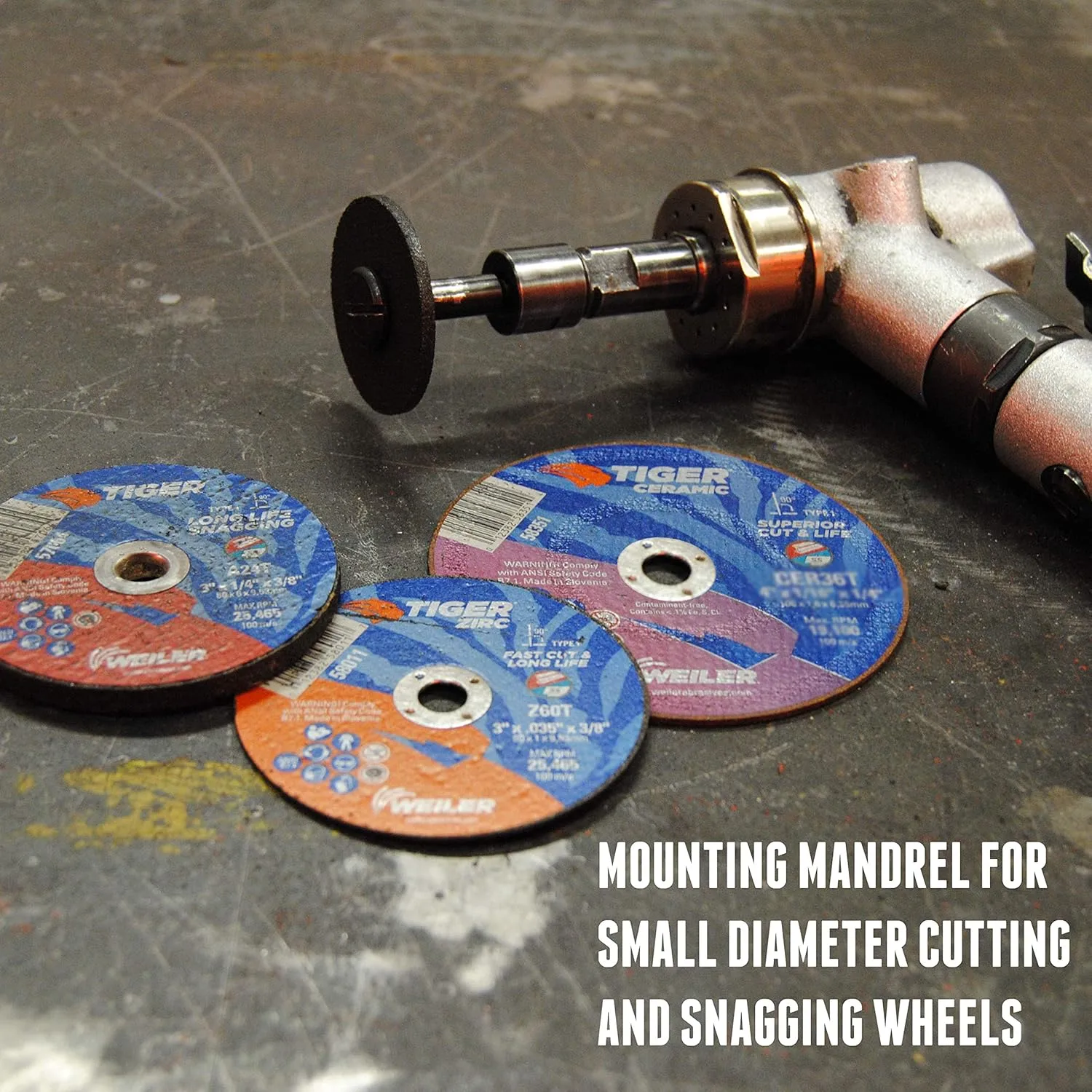 Weiler 56490 Mounting Mandrel For Cut-Off Wheels W/3/8" Arbor Hole, 1/4" Stem Mandrel Only
