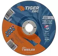 Weiler TIGER Zirc Standard (Type 27) Zirconium Grinding Wheel - 24 Grit - 6 in Diameter - 7/8 in Center Hole