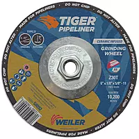 6" Tiger Pipeliner Grinding Wheel - 6 x 1/8, Type 27, 5/8-11, Grit 30