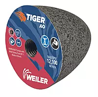 Weiler 68314 TIGER AO TYPE 16 Round Tip Portable Grinding Cone, A24-R, 3" X 3" X 5/8-11 (Pack of 12)