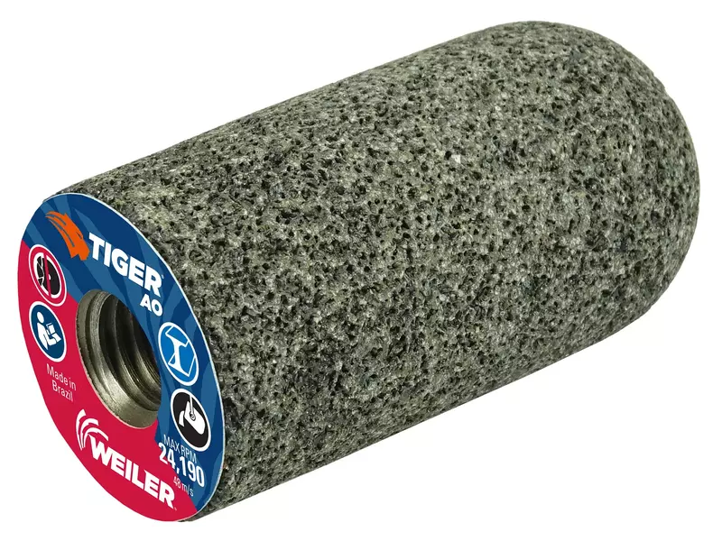 Weiler 68327 TIGER AO TYPE 18R Round Tip Portable Grinding Plug, A24-R, 1 1/2" X 3" X 5/8-11, (Pack of 12)