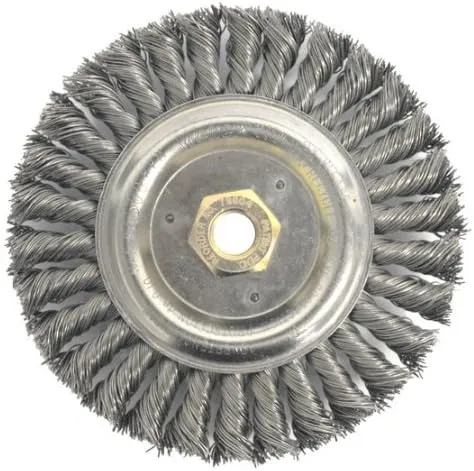 Weiler Dually Steel Wheel Brush 0.023 in Bristle Diameter - Arbor Attachment - 6 in Outside Diameter