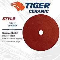 Weiler 69865 Tiger Ceramic Alumina Resin Fiber Sanding & Grinding Disc, 7" Diameter, 36 Grit, 7/8" Arbor Hole (Pack of 25)