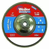 Weiler 804-31368 Vortec Pro Type 29 Flap Disc, Zirconia Alumina, 7", 40 Grit, 5/8"-11" UNC, 8600 rpm