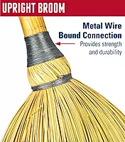 Weiler 70308 57" Length, 1-1/8" Handle Diameter, 5 Sews, Corn Fill, Janitor Upright Broom