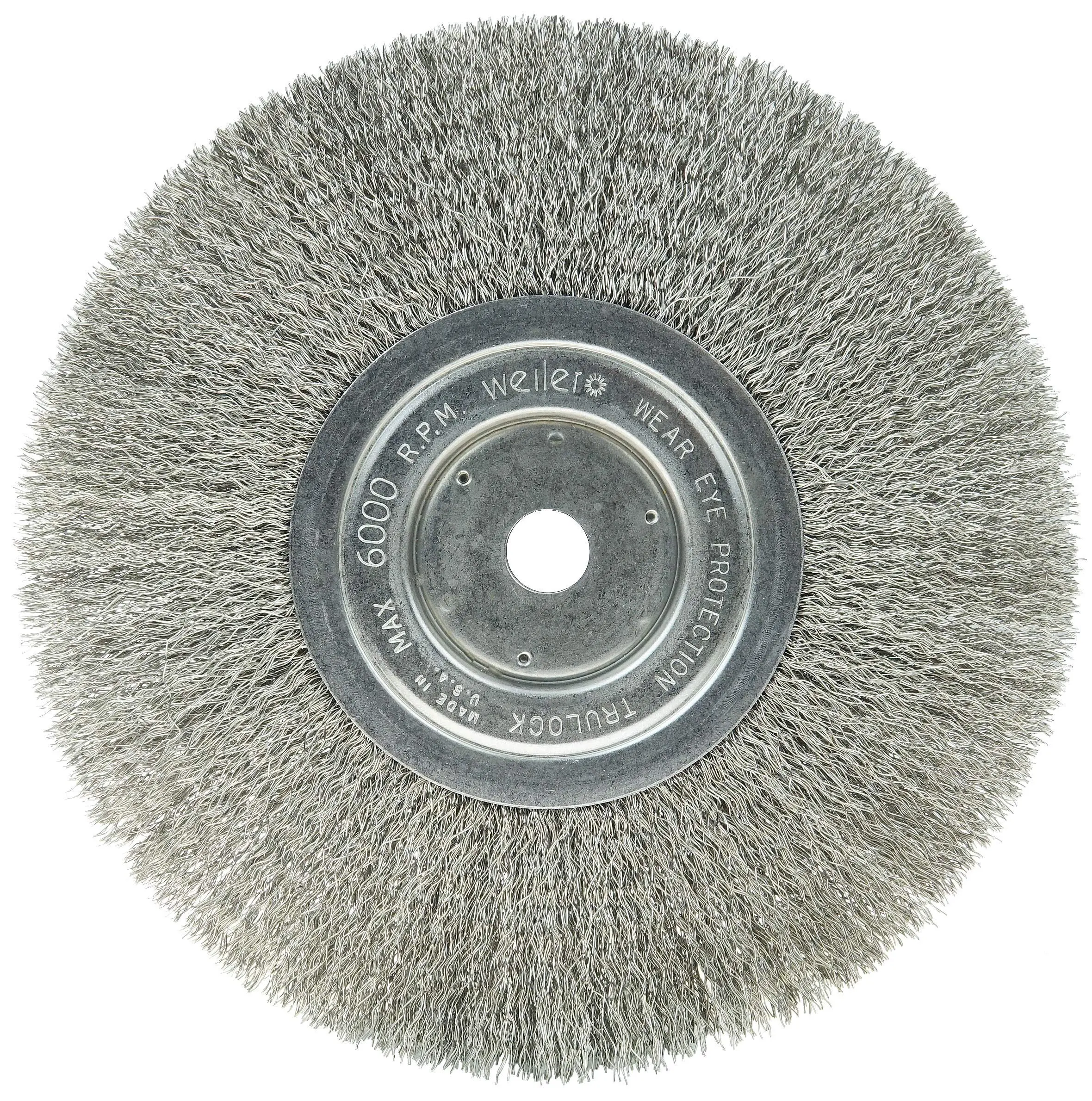 Weiler 01805 8" Narrow Face Crimped Wire Wheel, .0118" Stainless Steel Fill, 5/8" Arbor Hole