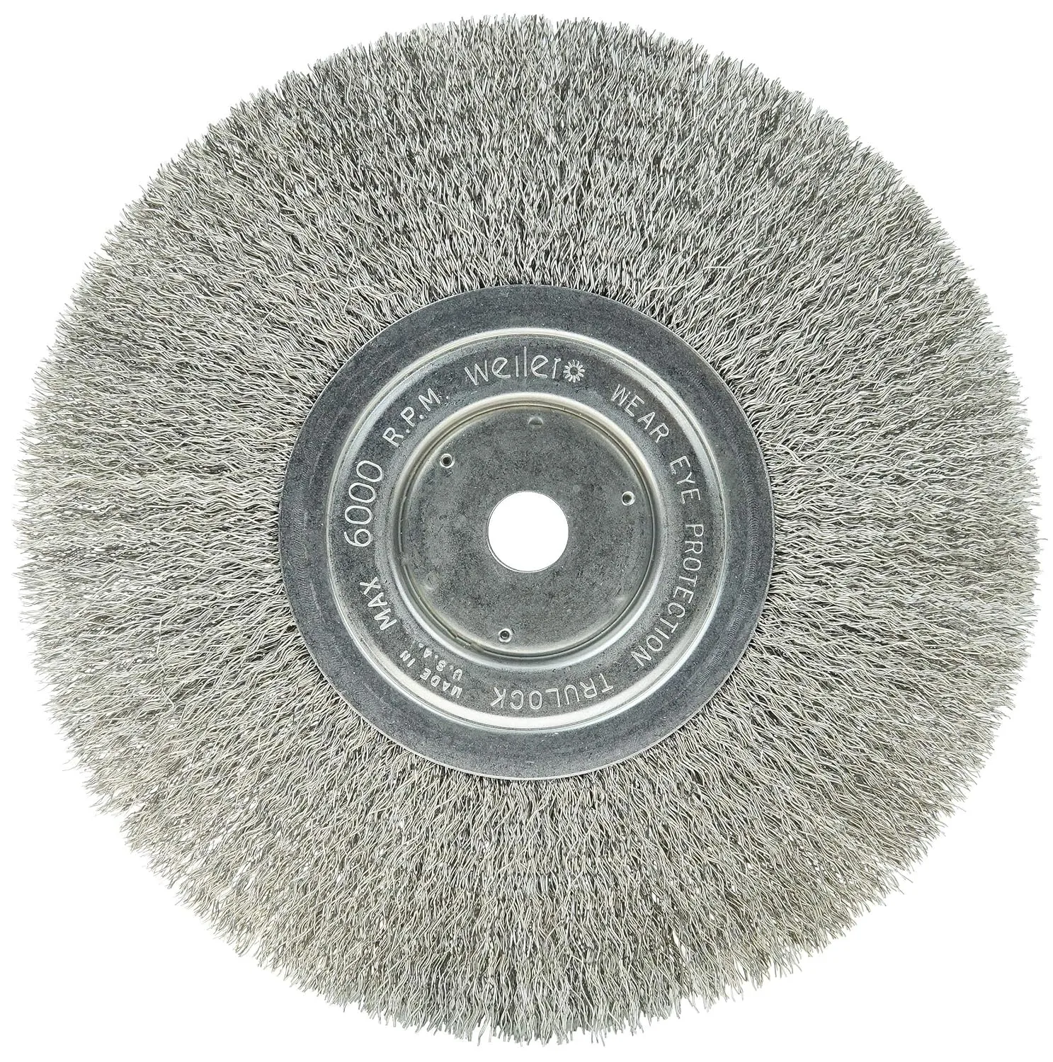 Weiler 01805 8" Narrow Face Crimped Wire Wheel, .0118" Stainless Steel Fill, 5/8" Arbor Hole