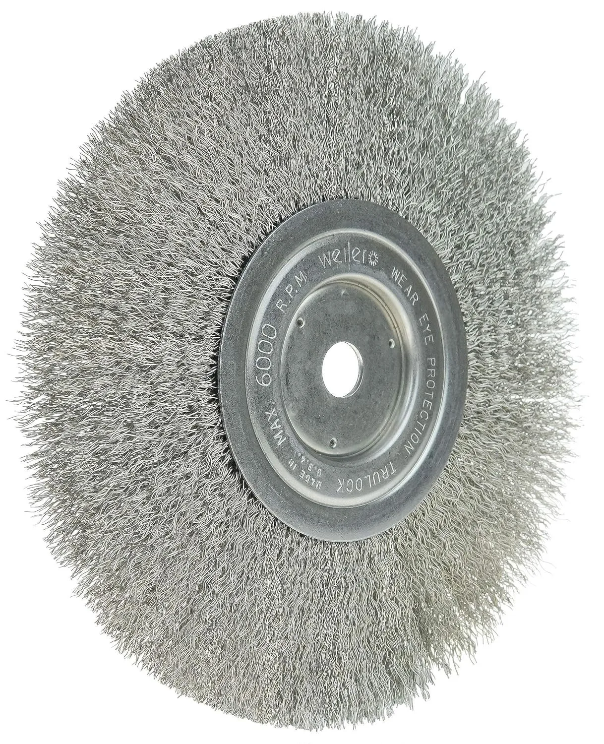 Weiler 01805 8" Narrow Face Crimped Wire Wheel, .0118" Stainless Steel Fill, 5/8" Arbor Hole