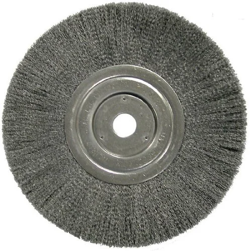 Weiler Stainless Steel Wheel Brush 0.0118 in Bristle Diameter - Arbor Attachment - 8 in Outside Diameter