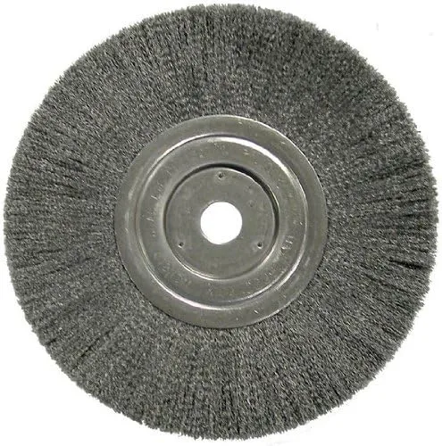 Weiler Stainless Steel Wheel Brush 0.0118 in Bristle Diameter - Arbor Attachment - 8 in Outside Diameter