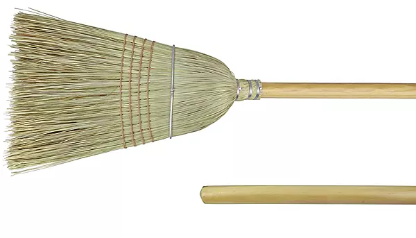 Weiler 44008 Corn Fiber Heavy-Duty Wire Banded Warehouse Broom with Wood Handle, 1-1/2" Head Width, 57" Overall Length, Tan