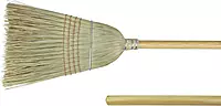 Weiler 44008 Corn Fiber Heavy-Duty Wire Banded Warehouse Broom with Wood Handle, 1-1/2" Head Width, 57" Overall Length, Tan