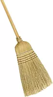 Weiler 44008 Corn Fiber Heavy-Duty Wire Banded Warehouse Broom with Wood Handle, 1-1/2" Head Width, 57" Overall Length, Tan