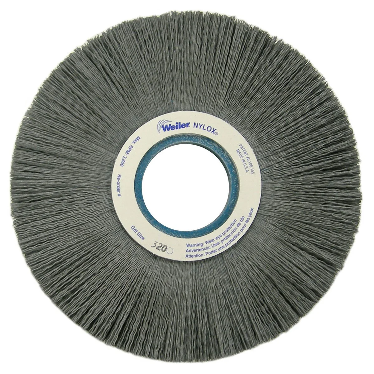 Weiler Silicon Carbide Wheel Brush 0.04 in Bristle Diameter 120 Grit - Arbor Attachment - 8 in Outside Diameter - 2 in Center Hole Size - 83140