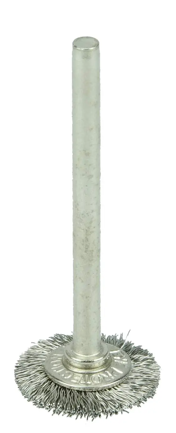 Weiler 99554 5/8" Miniature Wire Wheel, 005" Stainless Steel Fill, 1/8" Stem, Made in The USA (Pack of 144)