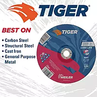 Weiler 57047 9 Inch Cutting Wheel, Tiger AO Steel/Metal Long Life Performance Cutting, 1/16" A60T Type 27 7/8" Arbor