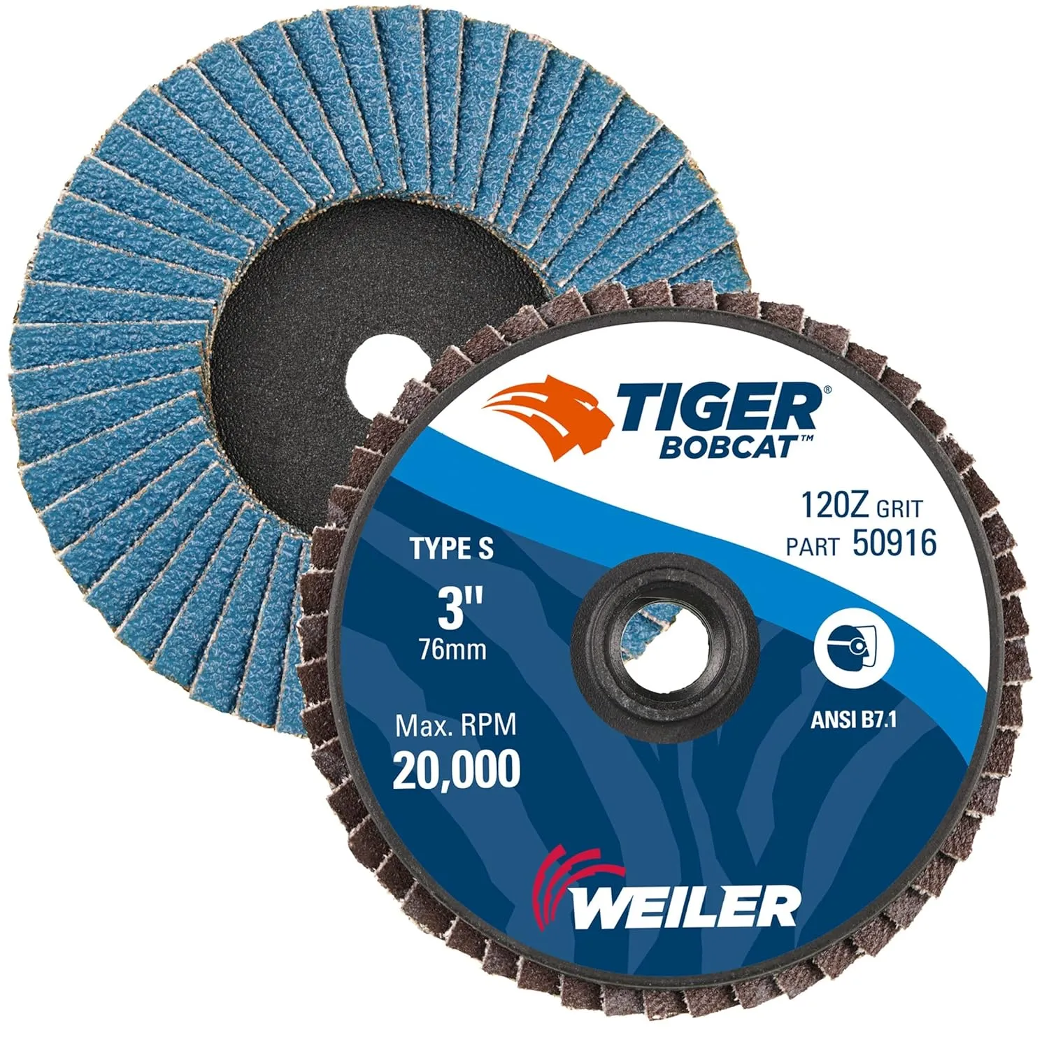 WEILER BobCat Zirconia Alumina Flap Discs, Plastic Backing, for Die Grinders