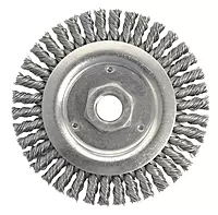 Weiler 804-79801 Dually Stringer Bead Knot Wire Wheel, 4 1/2" Diameter x 3/16" Width, 5/8-11 UNC, 0.02" Carbon Steel