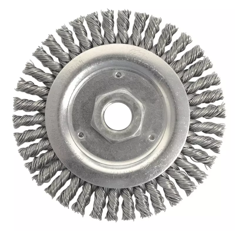 Weiler 804-79801 Dually Stringer Bead Knot Wire Wheel, 4 1/2" Diameter x 3/16" Width, 5/8-11 UNC, 0.02" Carbon Steel