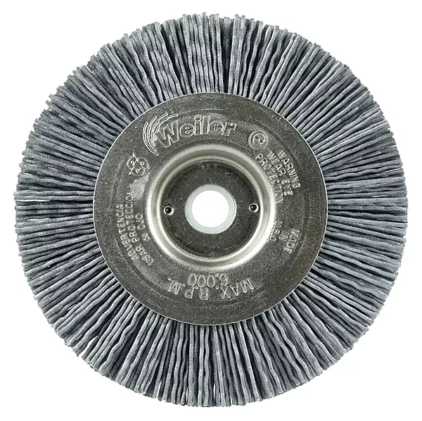 Weiler 31104 4" Narrow Face Nylox Wheel, 022/320SC Crimped Fill, 1/2"-3/8" Arbor Hole