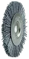 Weiler 31104 4" Narrow Face Nylox Wheel, 022/320SC Crimped Fill, 1/2"-3/8" Arbor Hole