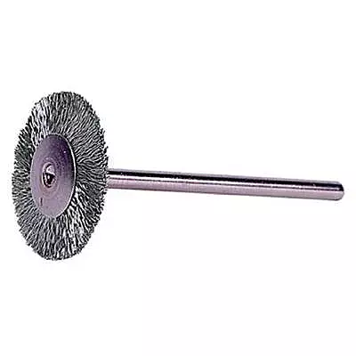 Miniature Stem-Mounted Wheel Brushes - mw-20 .005 1/8in stem1 1/4in dia