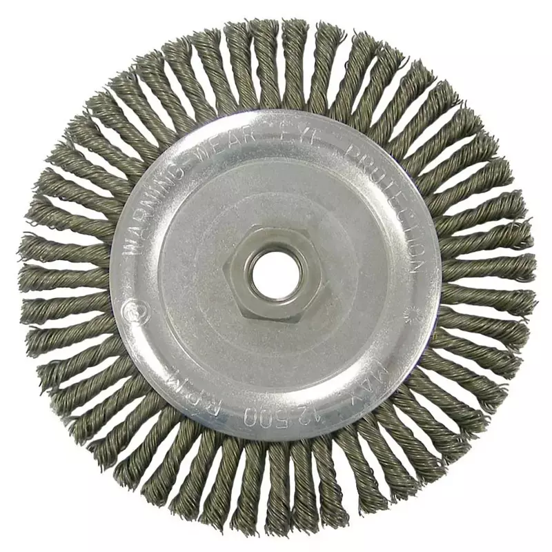 Weiler Stainless Steel Wheel Brush 0.02 in Bristle Diameter - Arbor Attachment - 5 in Outside Diameter